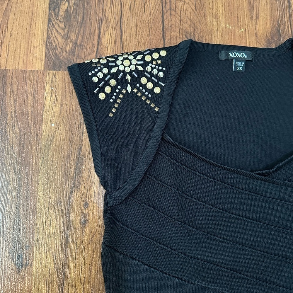 XOXO Black With Gold And Silver  Studs Midi Dress - Picture 4 of 10